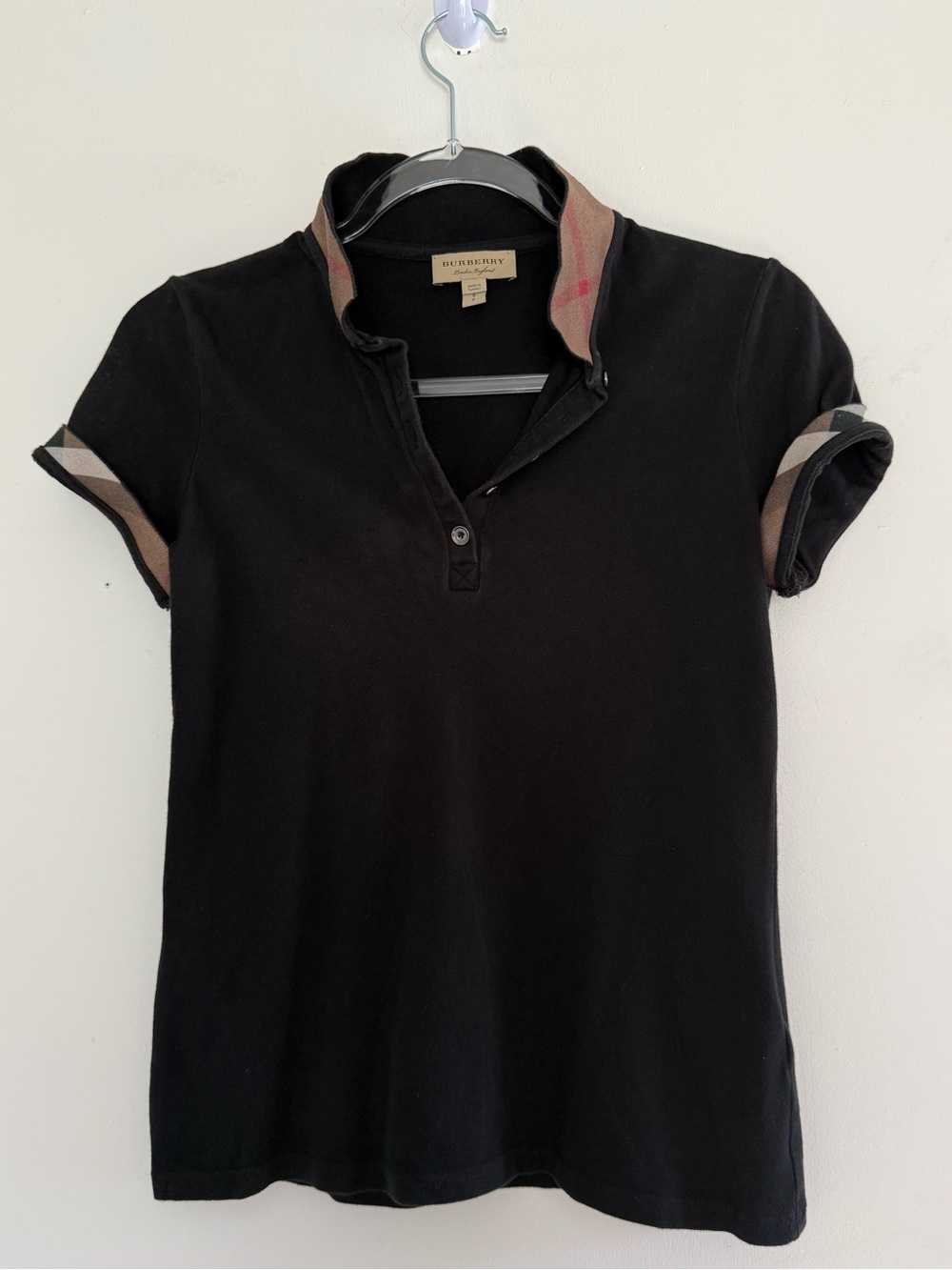Burberry London Black Nova Check Polo Shirt Women’s S